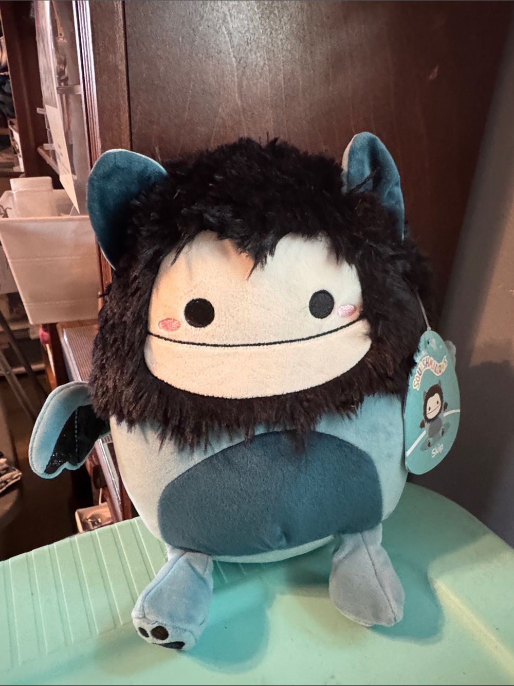 Squishmallows-Inspired Teal Plush Bat Skip